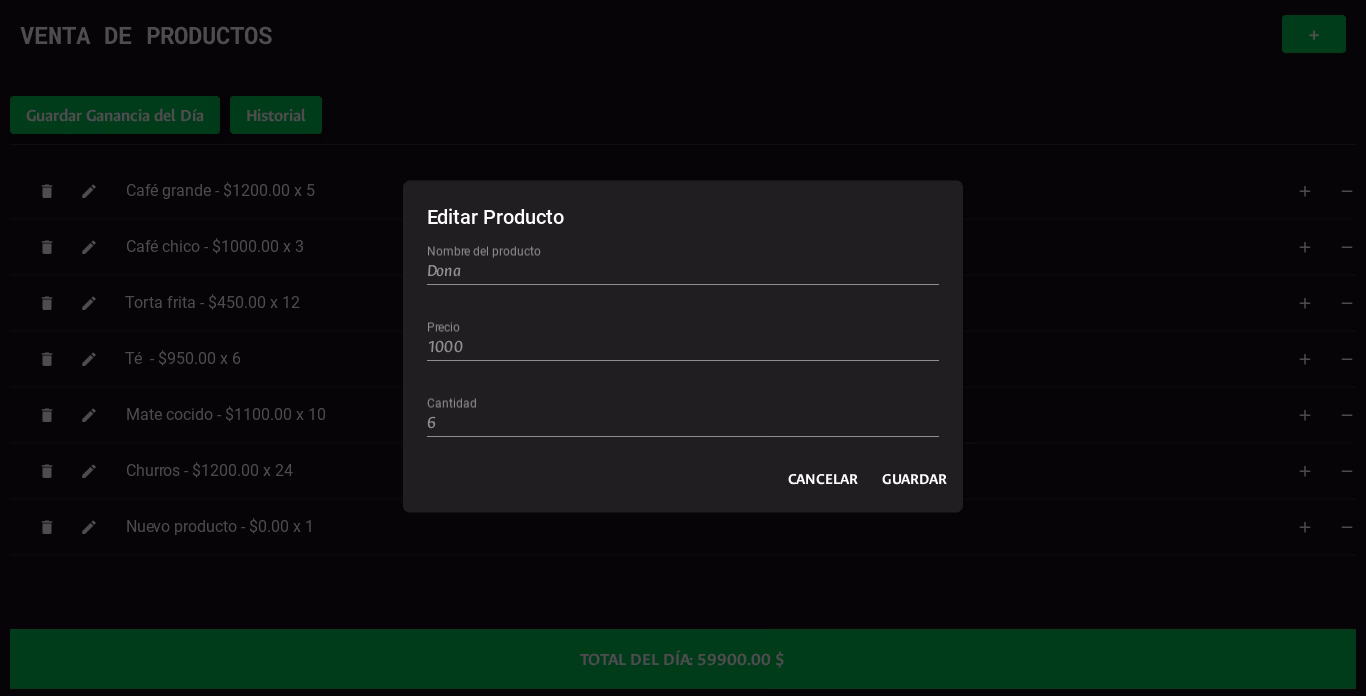 Ventas - Editar producto